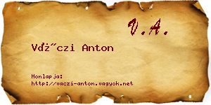 Váczi Anton névjegykártya